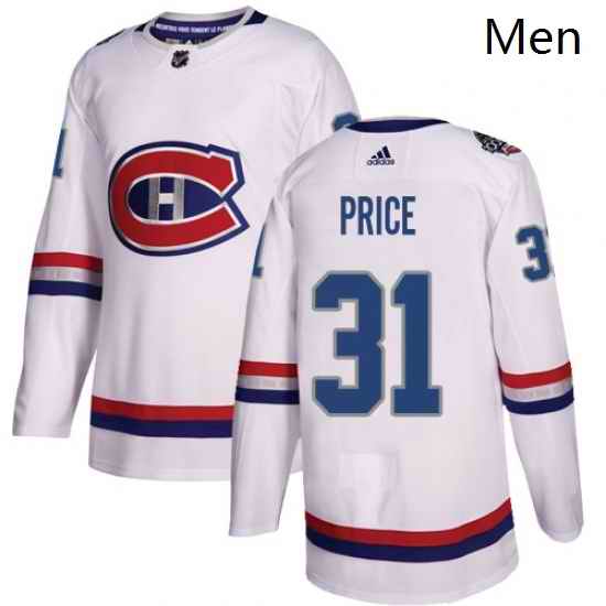 Mens Adidas Montreal Canadiens 31 Carey Price Authentic White 2017 100 Classic NHL Jersey